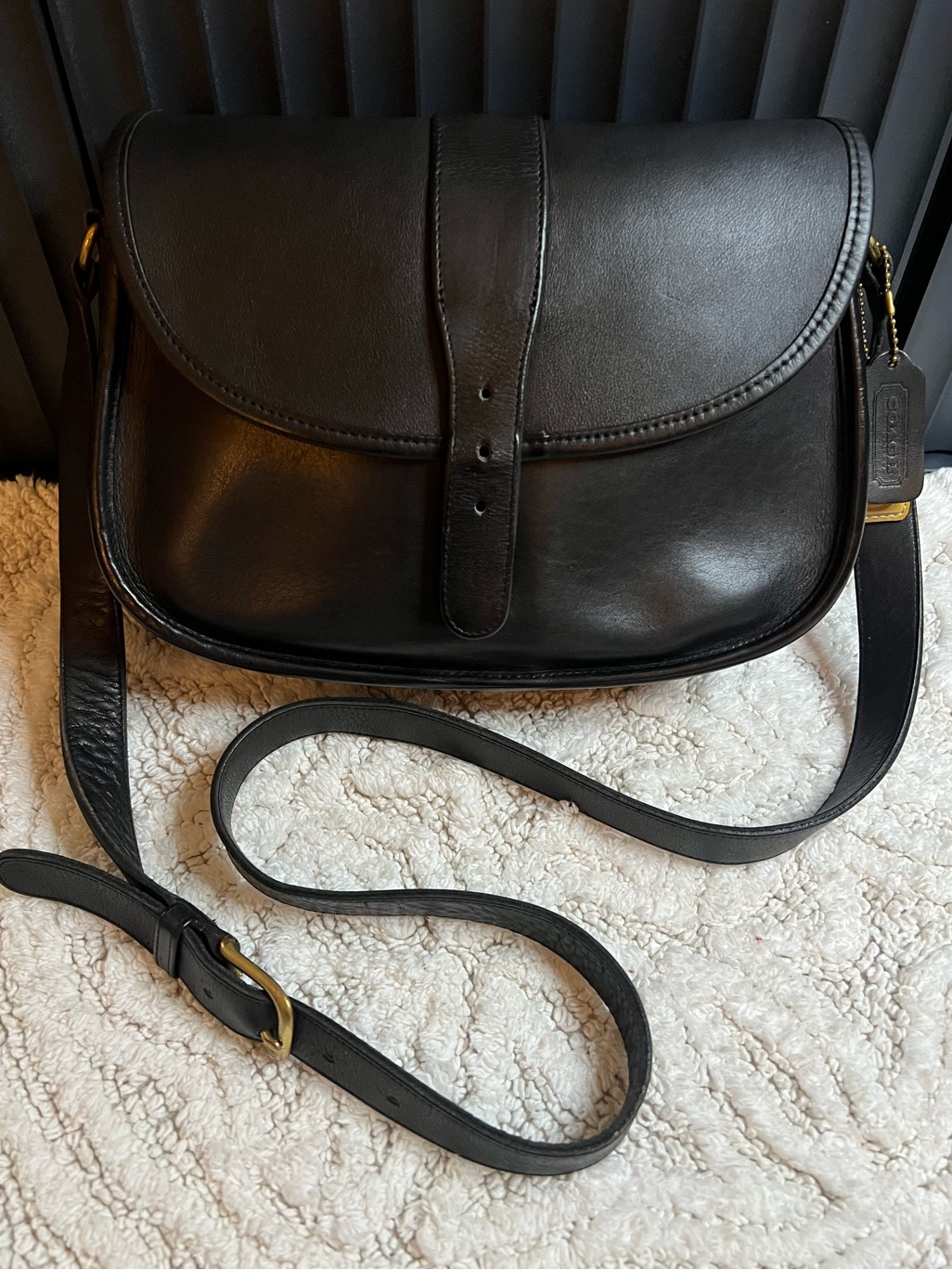 Vintage Coach Chelsea Bag W/ Hang Tags White Flower Brooch & Scarf 1970s Purse